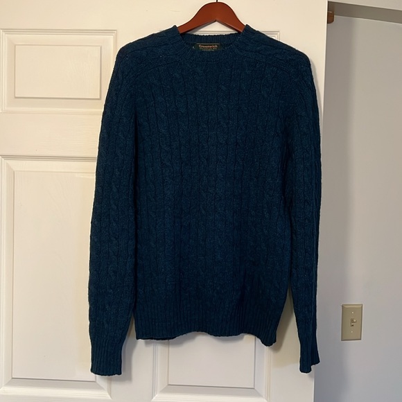 Greenwich 100% Shetland Wool crewneck, unisex, cable knit sweater size L - Picture 6 of 6